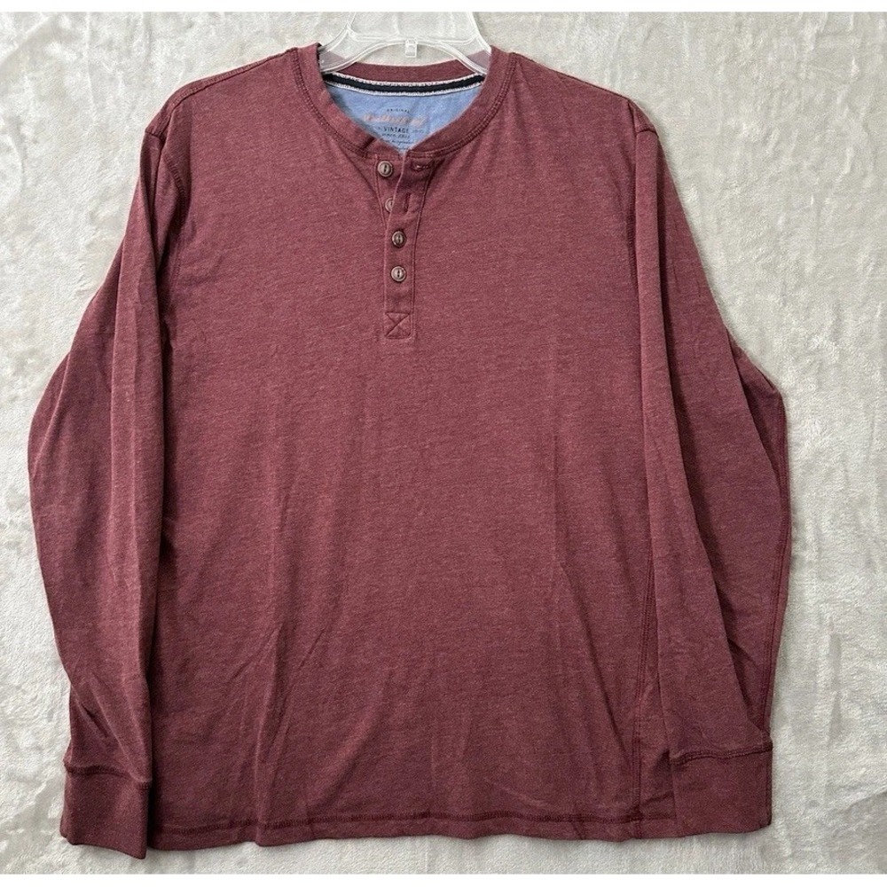 WEATHERPROOF VINTAGE T-Shirt Men's Size Medium HENLEY STYLE Heather Cabernet
